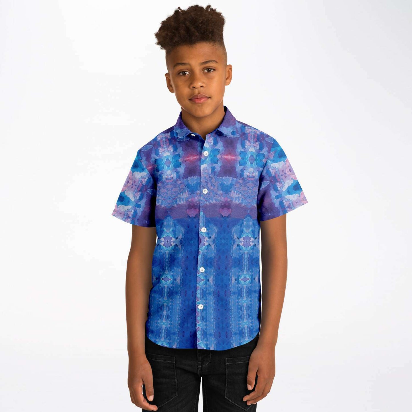 Jeweled Kid's Short Sleeve Button Down Shirt