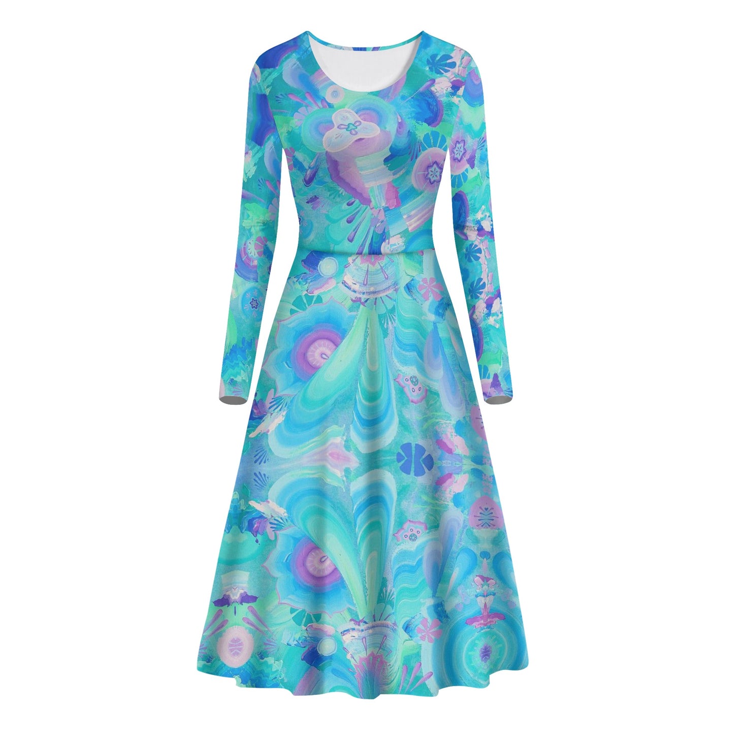 Atmospheric Mycelium Long Sleeves Flowy Long Dresses