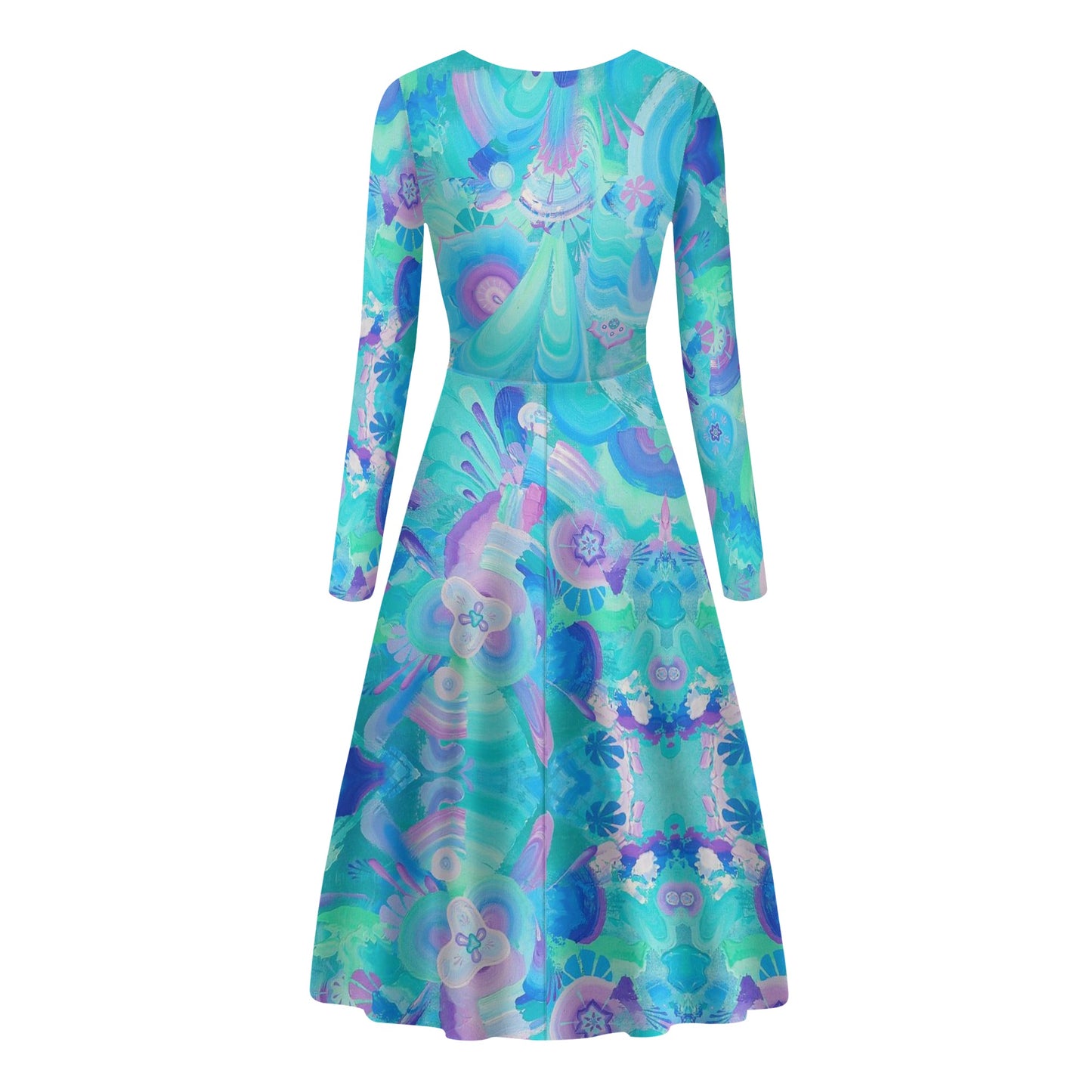 Atmospheric Mycelium Long Sleeves Flowy Long Dresses