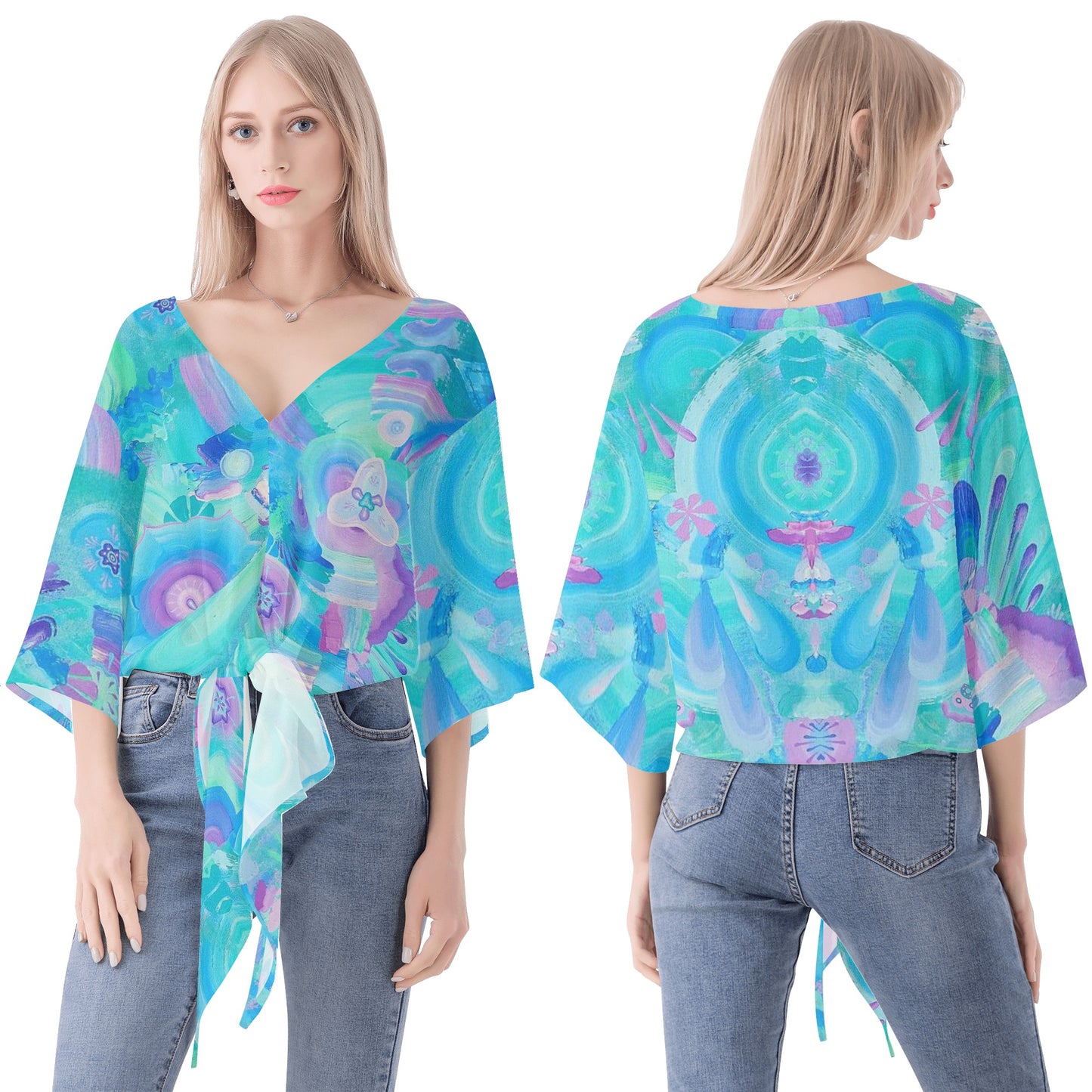 Atmospheric Mycelium V-neck Chiffon Blouse