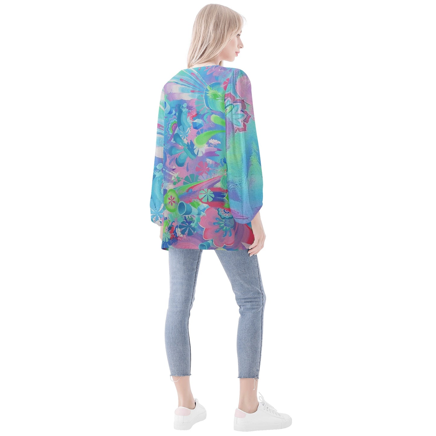 Big Bangarang Puffy Long-sleeve Chiffon Blouse