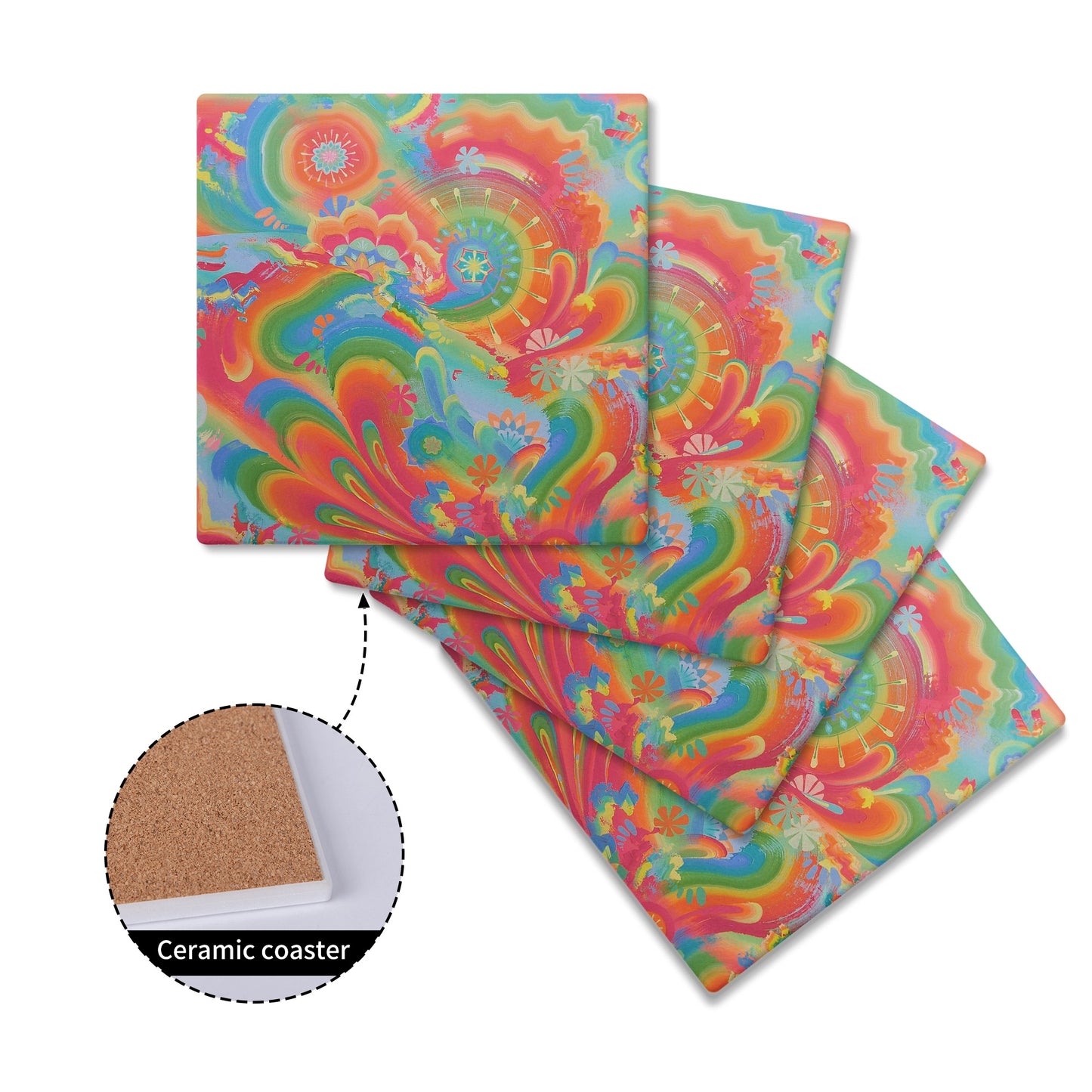Brainbow Right Ceramic Coasters (set of 4)