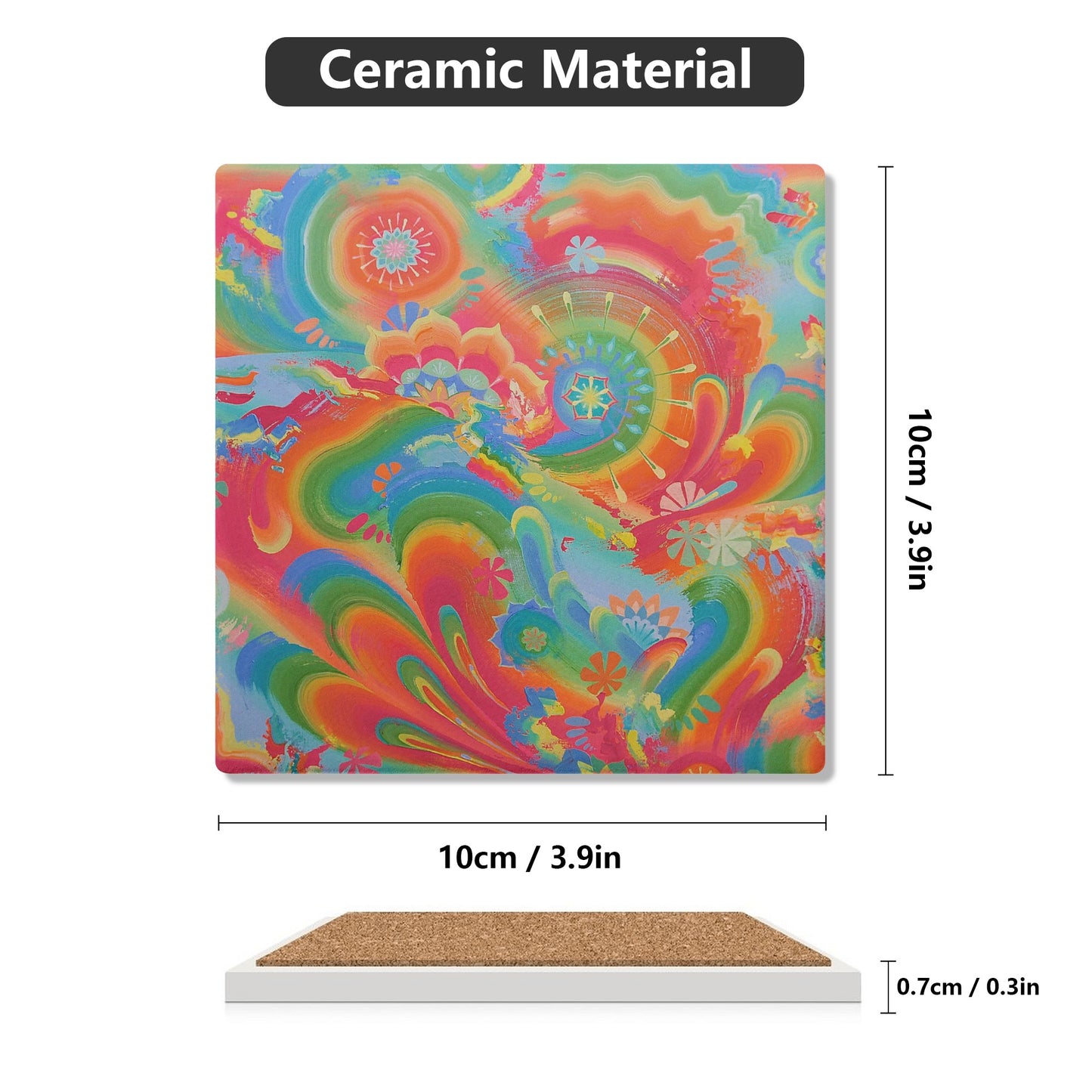 Brainbow Right Ceramic Coasters (set of 4)