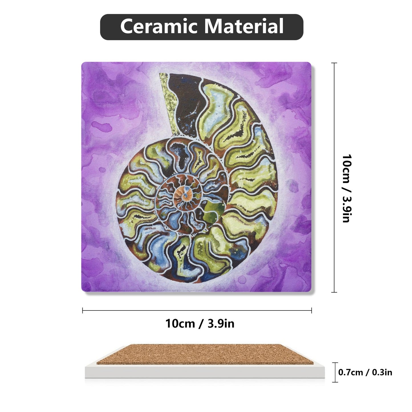 Ammonite Ceramic Coasters (set of 4)