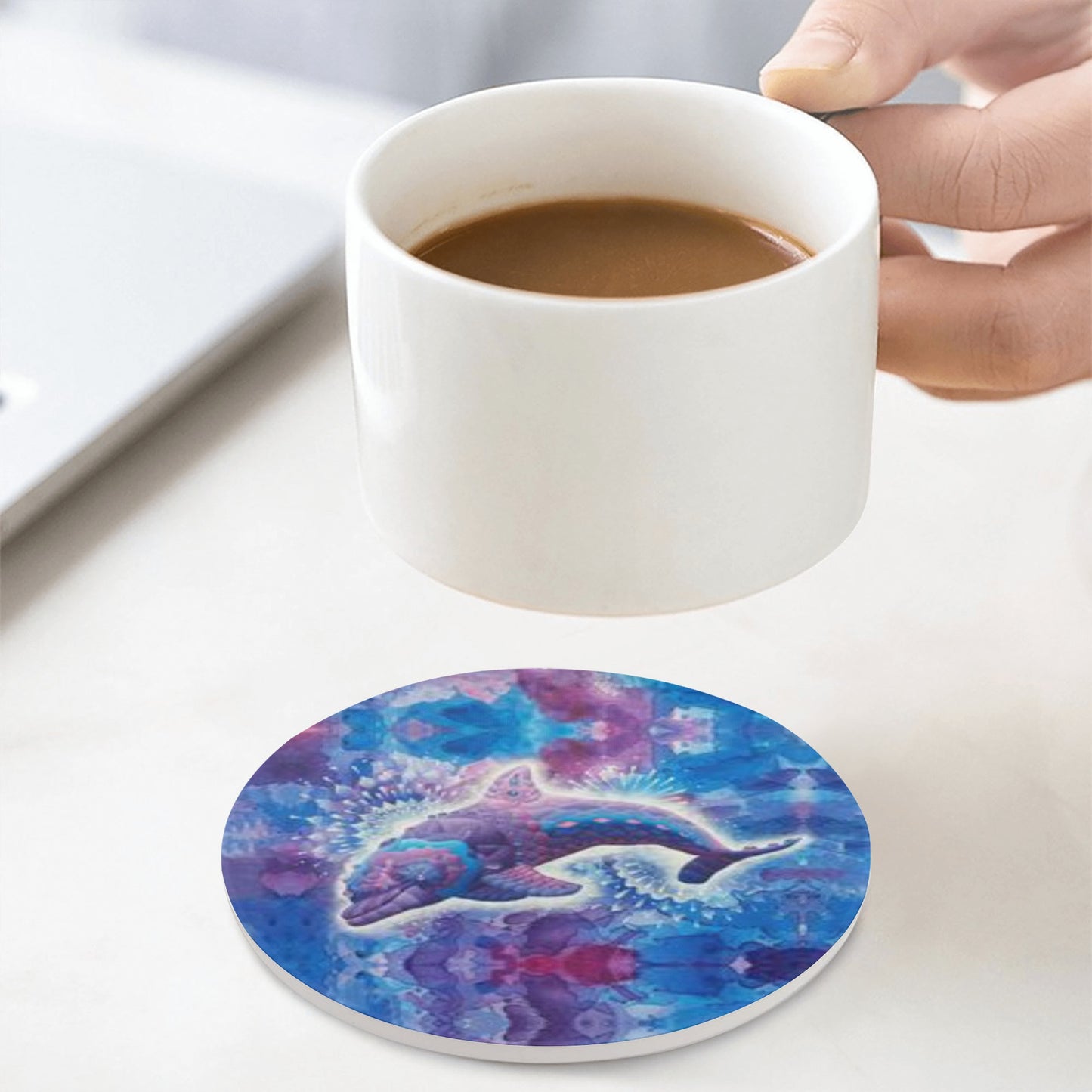 Jeweled Dolphin Ceramic Coasters (set of 4)