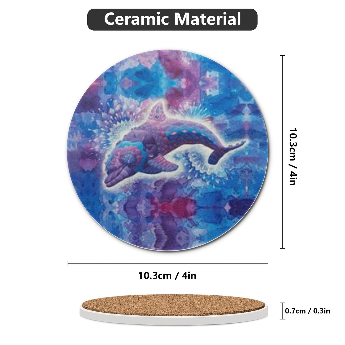 Jeweled Dolphin Ceramic Coasters (set of 4)