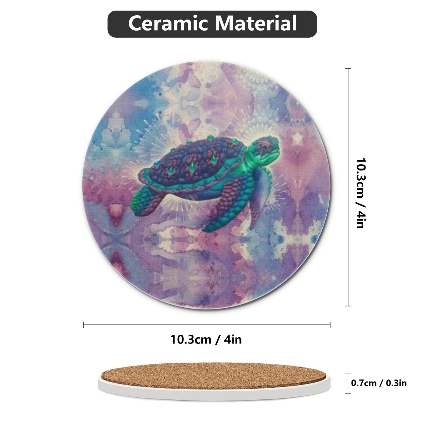 Space Turtle Ceramic Coasters (set of 4)