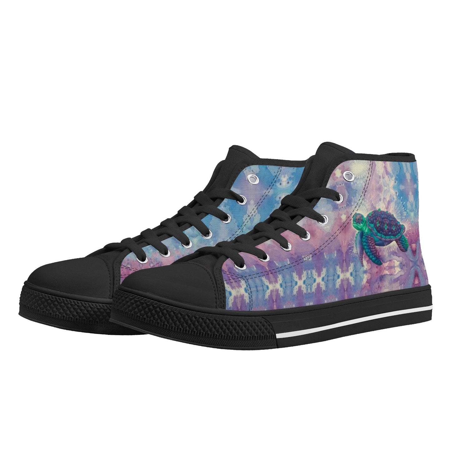 Space Turtle High Top Canvas Men's Shoes