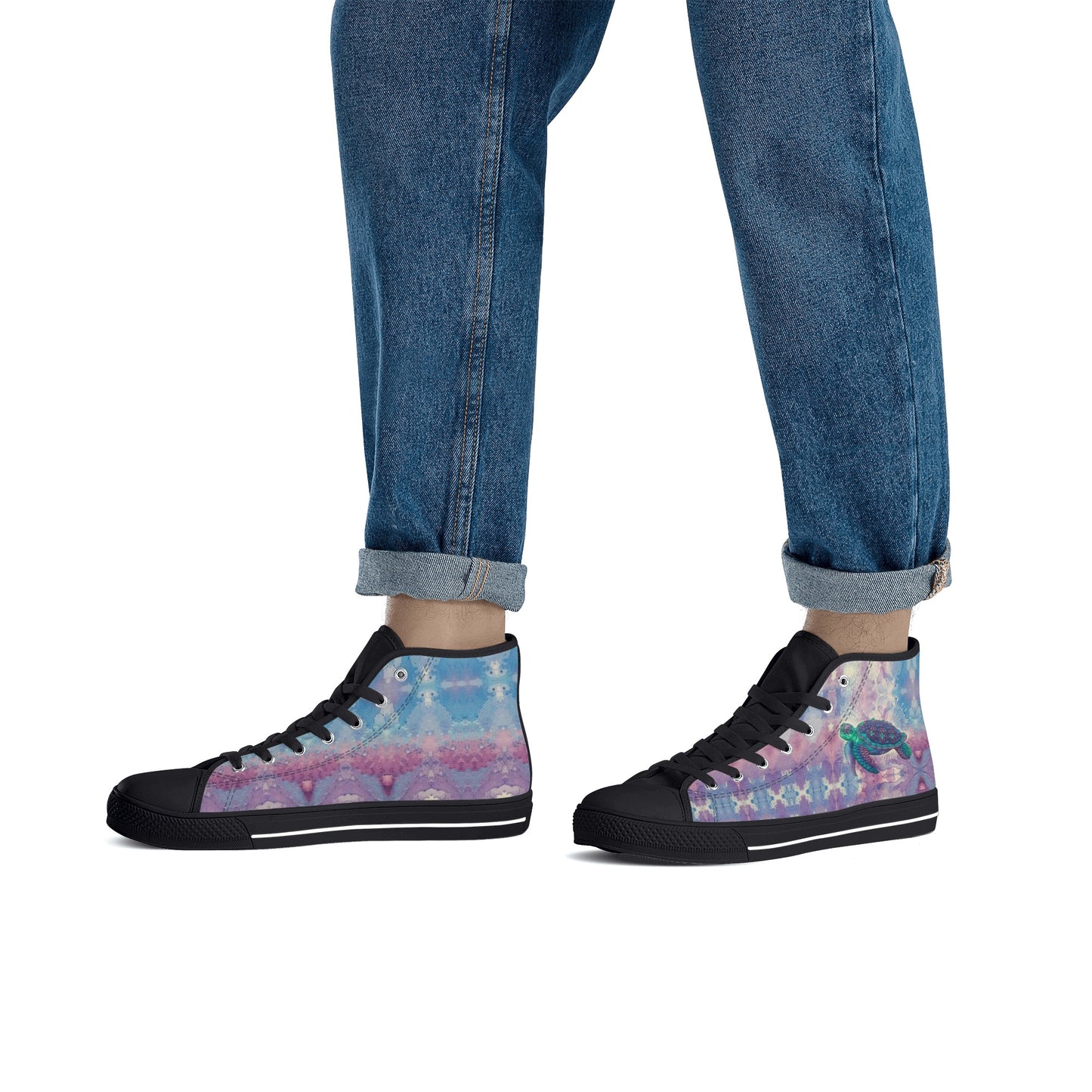 Space Turtle High Top Canvas Men's Shoes