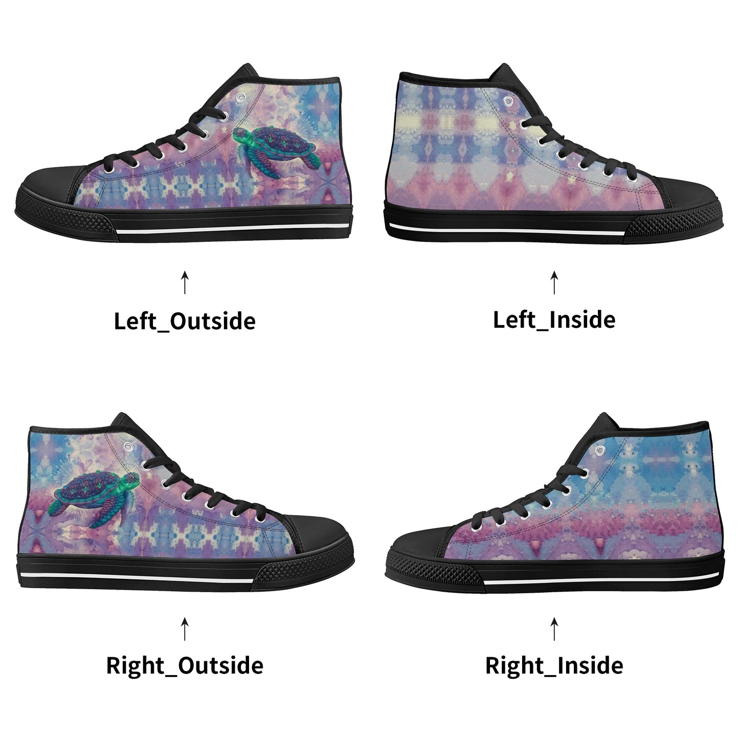 Space Turtle High Top Canvas Men's Shoes
