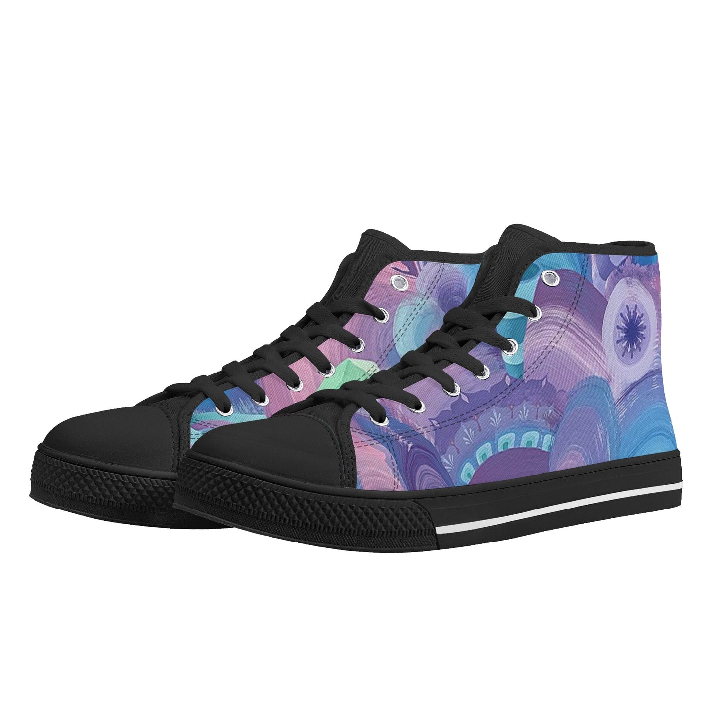 Purple Pupil Eater High Top Canvas Men's Shoes