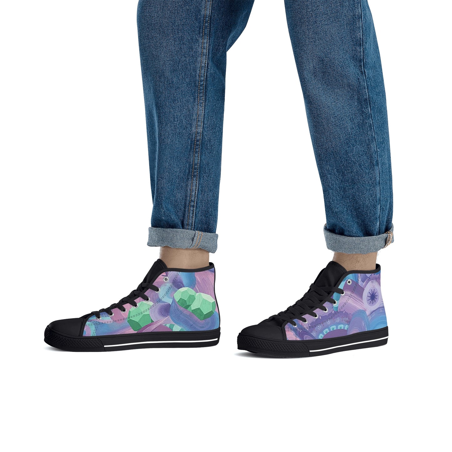 Purple Pupil Eater High Top Canvas Men's Shoes