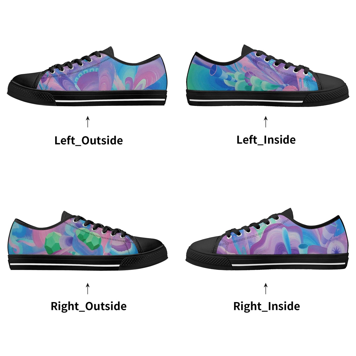 Purple Pupil Eater Low Top Canvas Women's Shoes