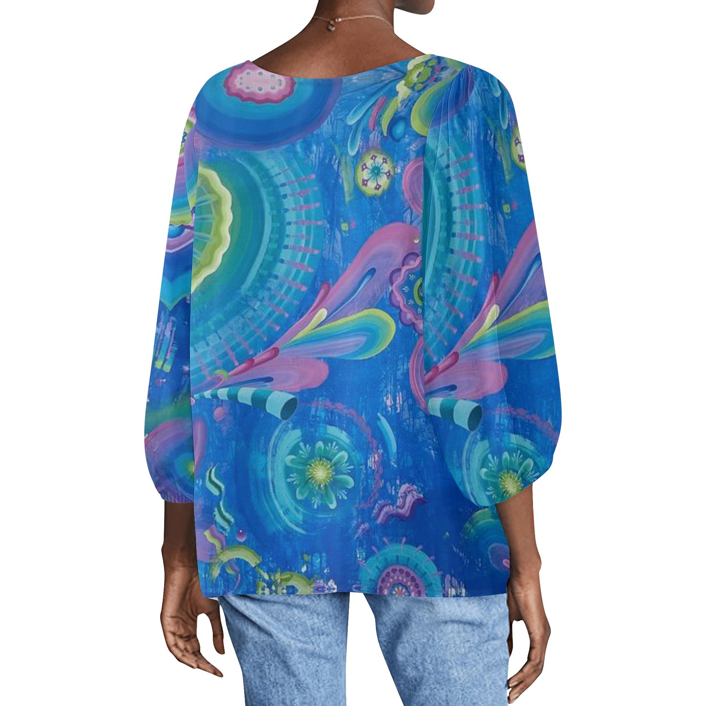 Infinite Everything Puffy Long-sleeve Chiffon Blouse