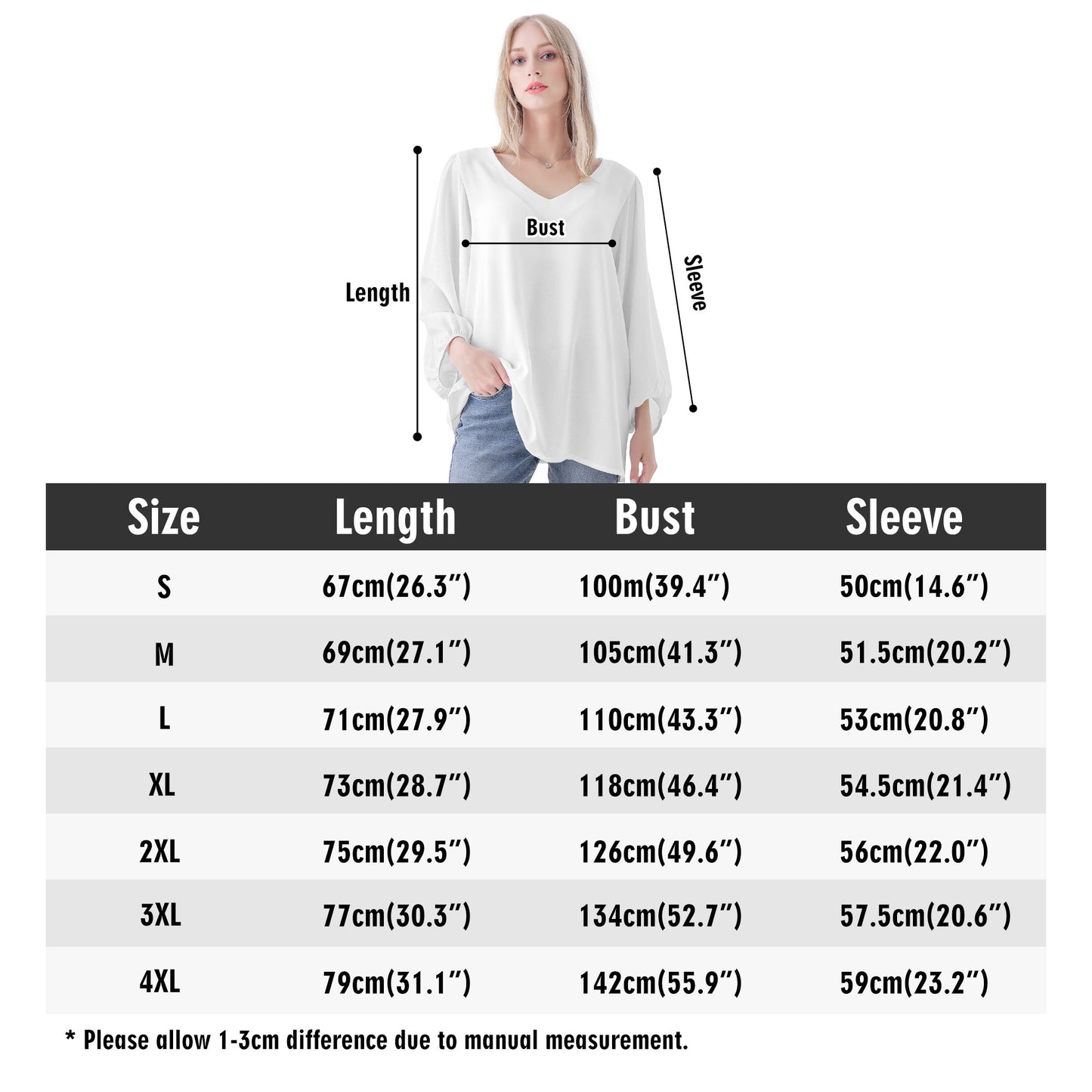 Star Sapphire Puffy Long-sleeve Chiffon Blouse