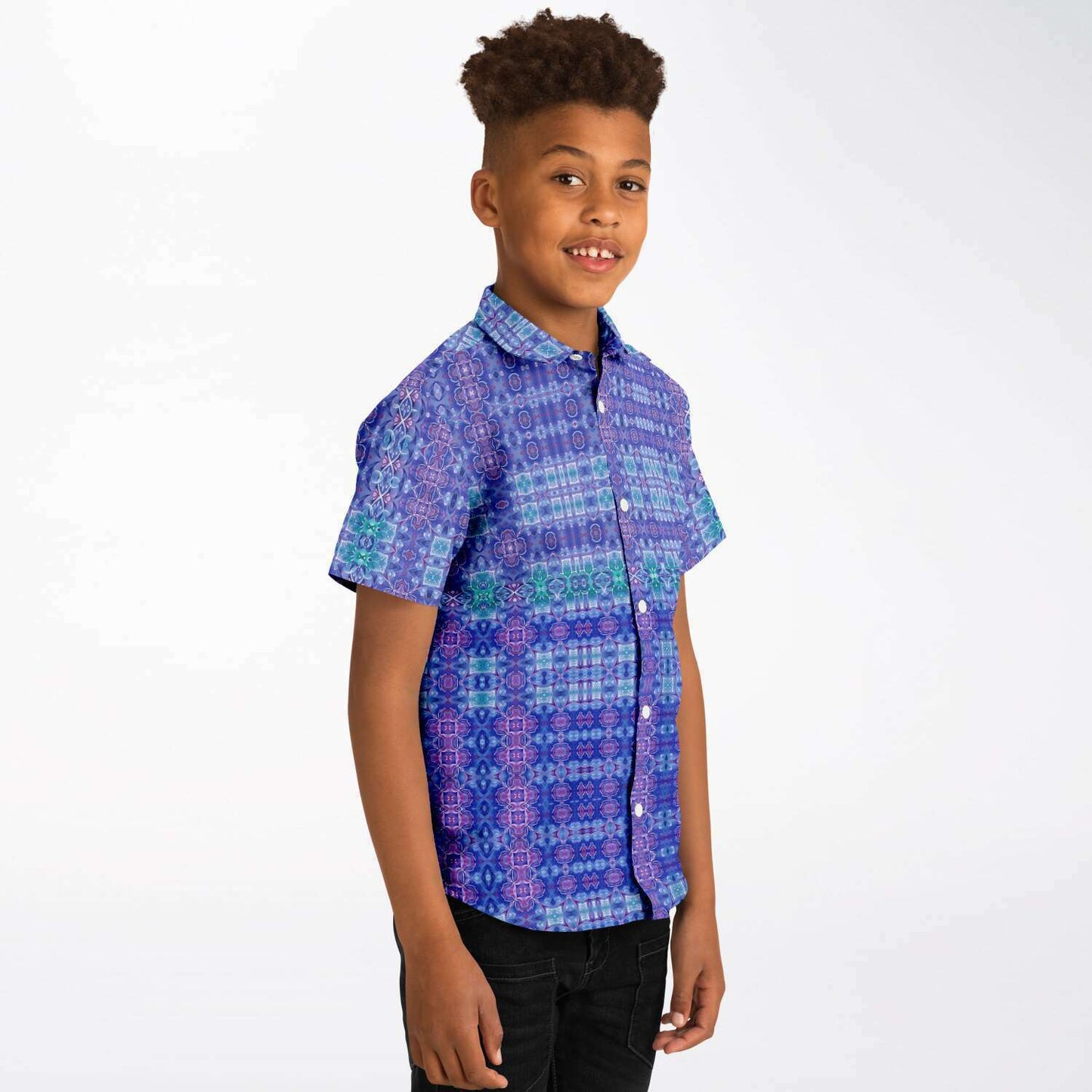 Four Leaf Clover Kid's Short Sleeve Button Down Shirt