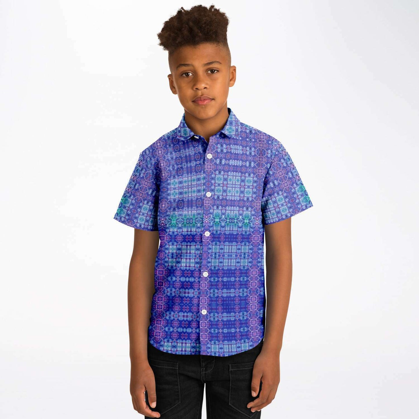 Four Leaf Clover Kid's Short Sleeve Button Down Shirt