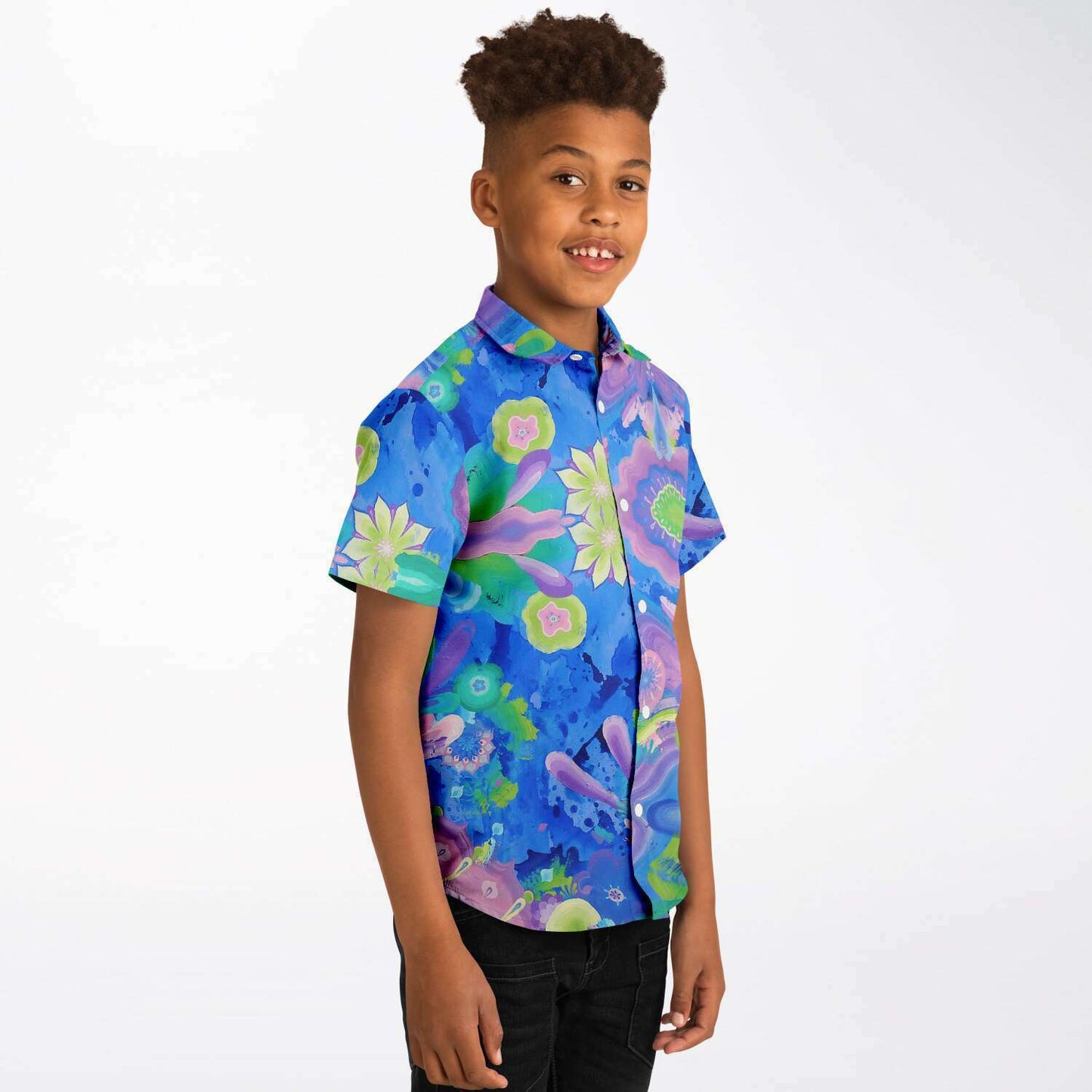 Be Like Water Kid's Short Sleeve Button Down Shirt