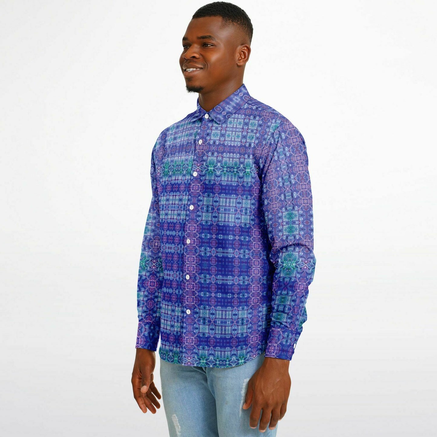 Four Leaf Clover Long Sleeve Button Down Shirt