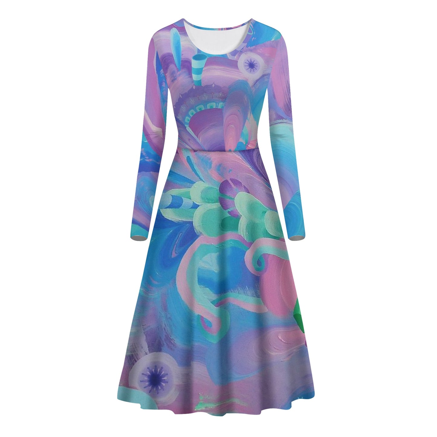 Purple Pupil Eater Long Sleeves Flowy Long Dresses