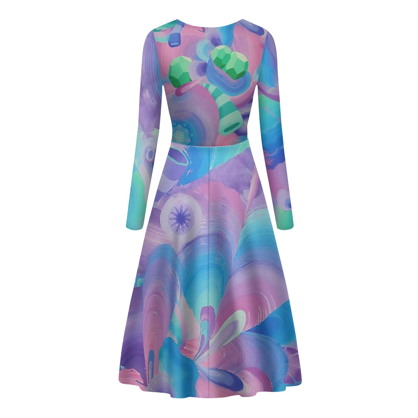 Purple Pupil Eater Long Sleeves Flowy Long Dresses