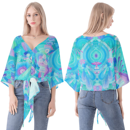 Atmospheric Mycelium V-neck Chiffon Blouse