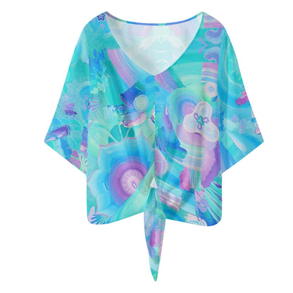 Atmospheric Mycelium V-neck Chiffon Blouse