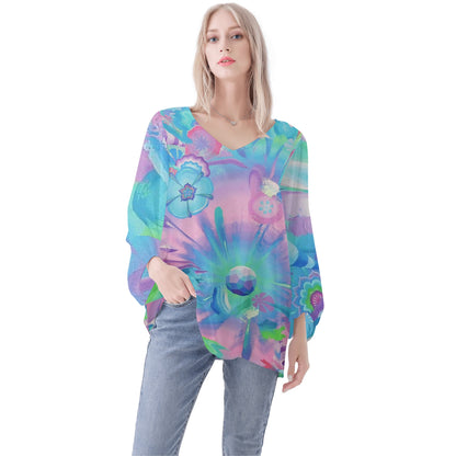 Big Bangarang Puffy Long-sleeve Chiffon Blouse