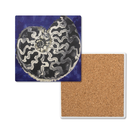 Pyritized Ammonite Ceramic Coasters (set of 4)