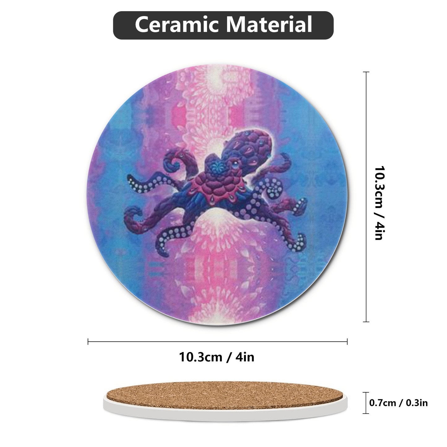 Technicolor Octopus Ceramic Coasters (set of 4)