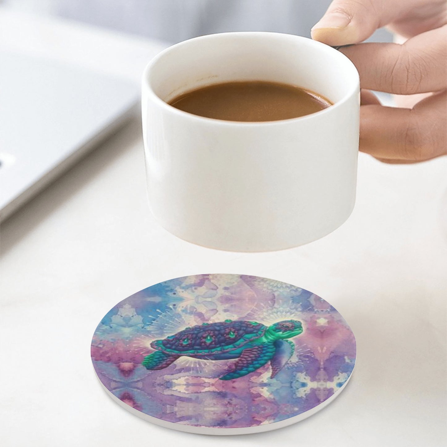 Space Turtle Ceramic Coasters (set of 4)