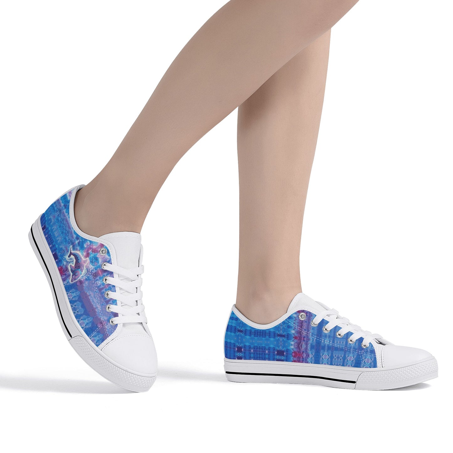 Jeweled Dolphin Low Top Canvas Women's Shoes