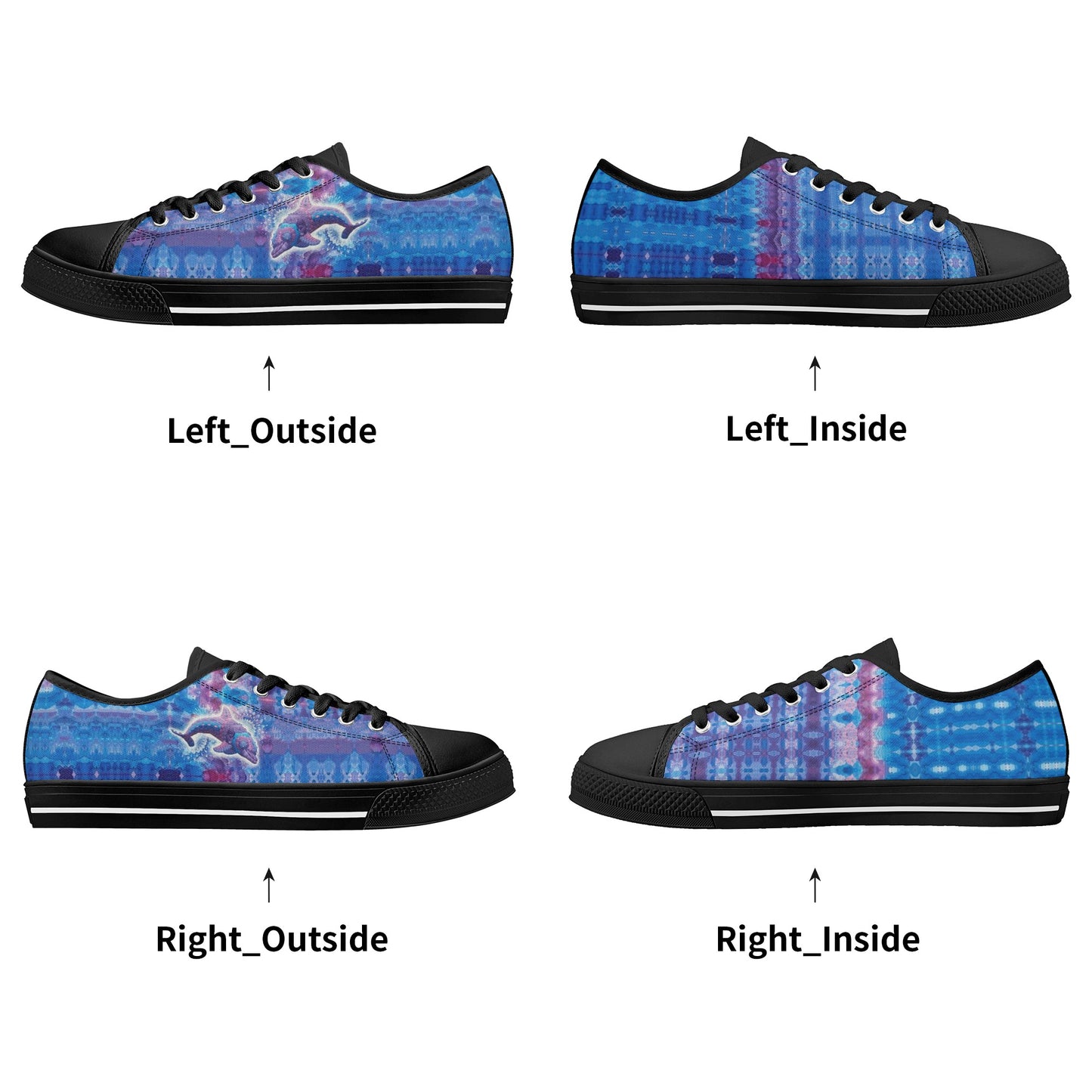 Jeweled Dolphin Low Top Canvas Women's Shoes