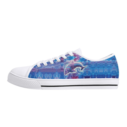 Jeweled Dolphin Low Top Canvas Women's Shoes