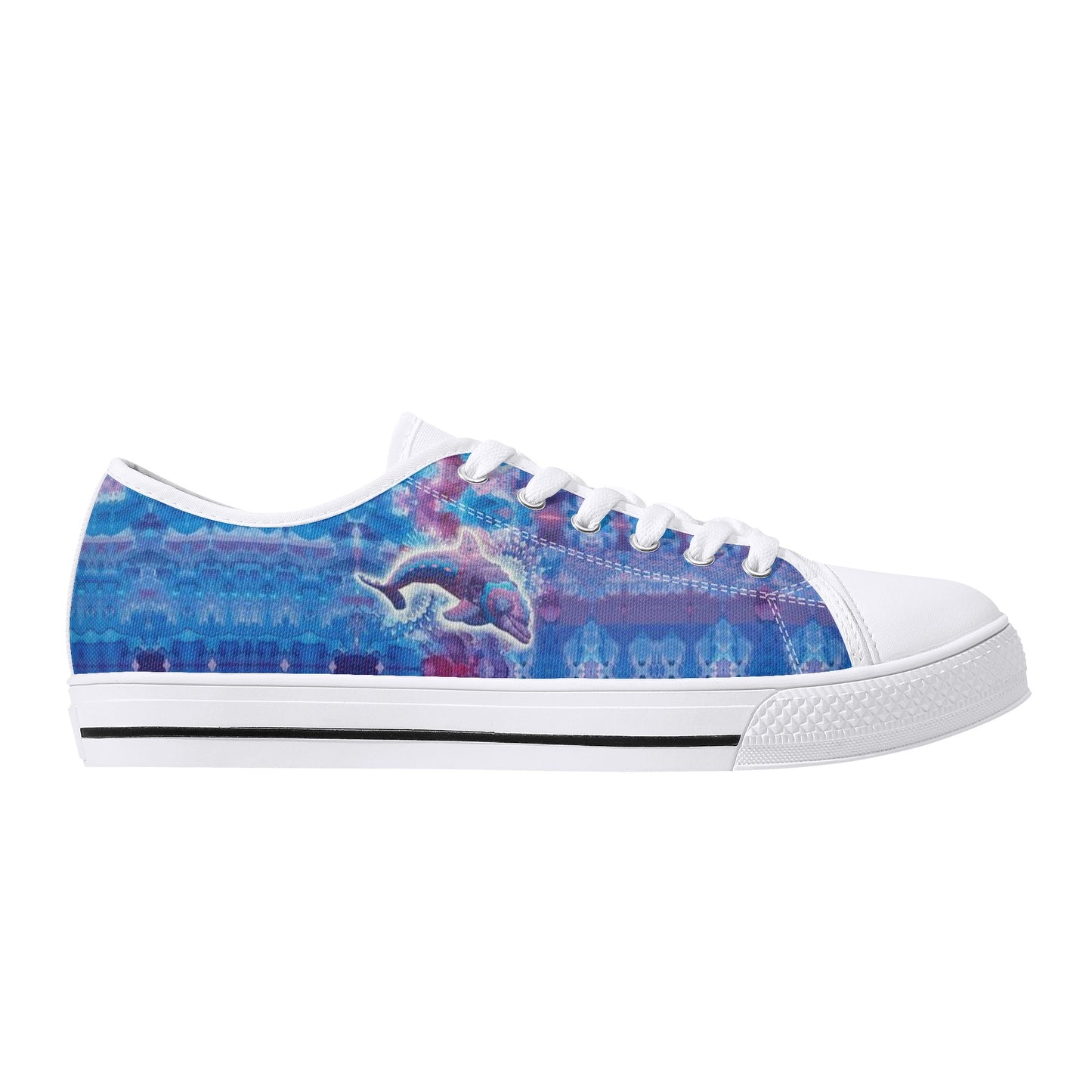 Jeweled Dolphin Low Top Canvas Women's Shoes