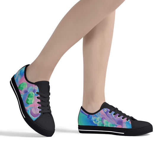 Purple Pupil Eater Low Top Canvas Women's Shoes