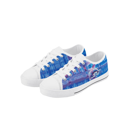 Jeweled Dolphin Kids Low Top Canvas Shoes