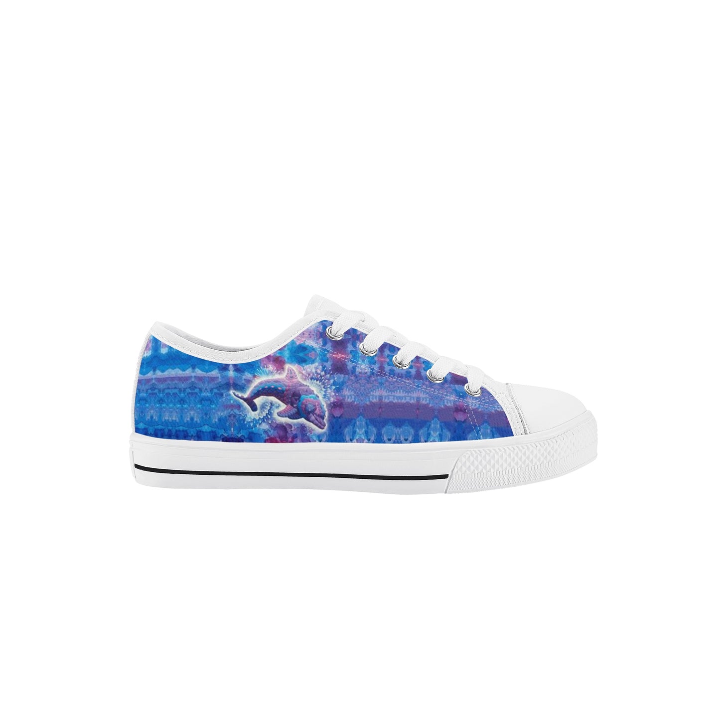 Jeweled Dolphin Kids Low Top Canvas Shoes