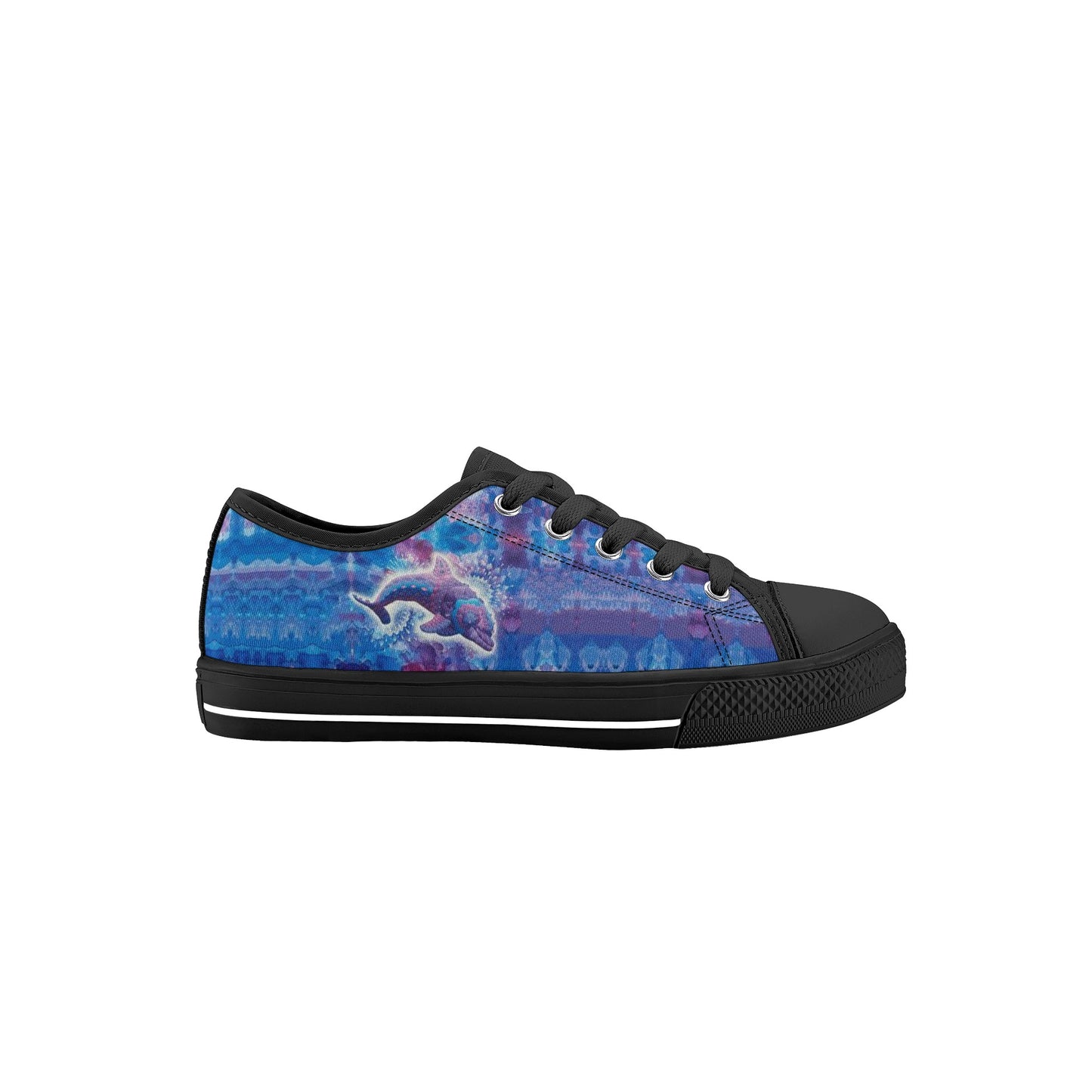 Jeweled Dolphin Kids Low Top Canvas Shoes