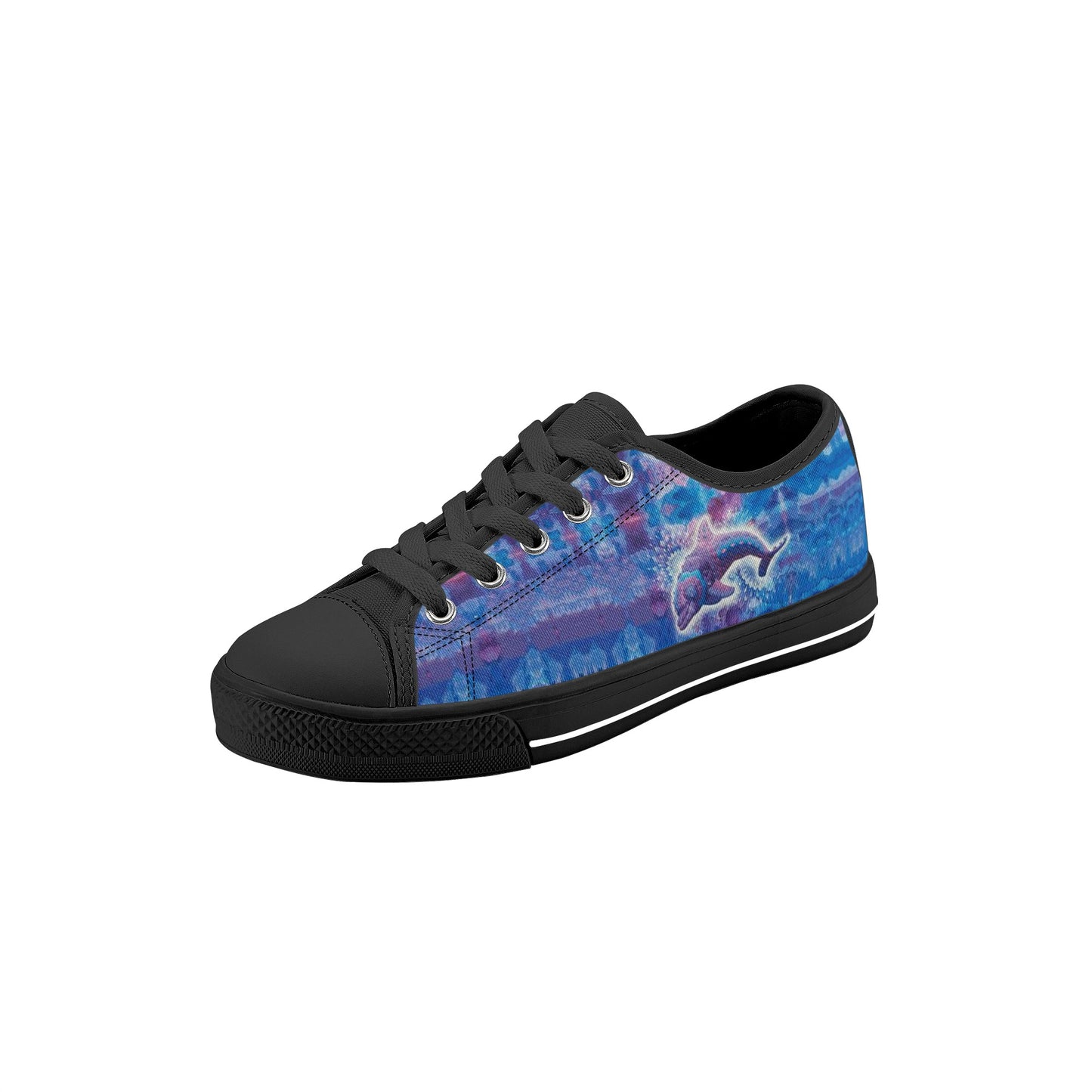 Jeweled Dolphin Kids Low Top Canvas Shoes