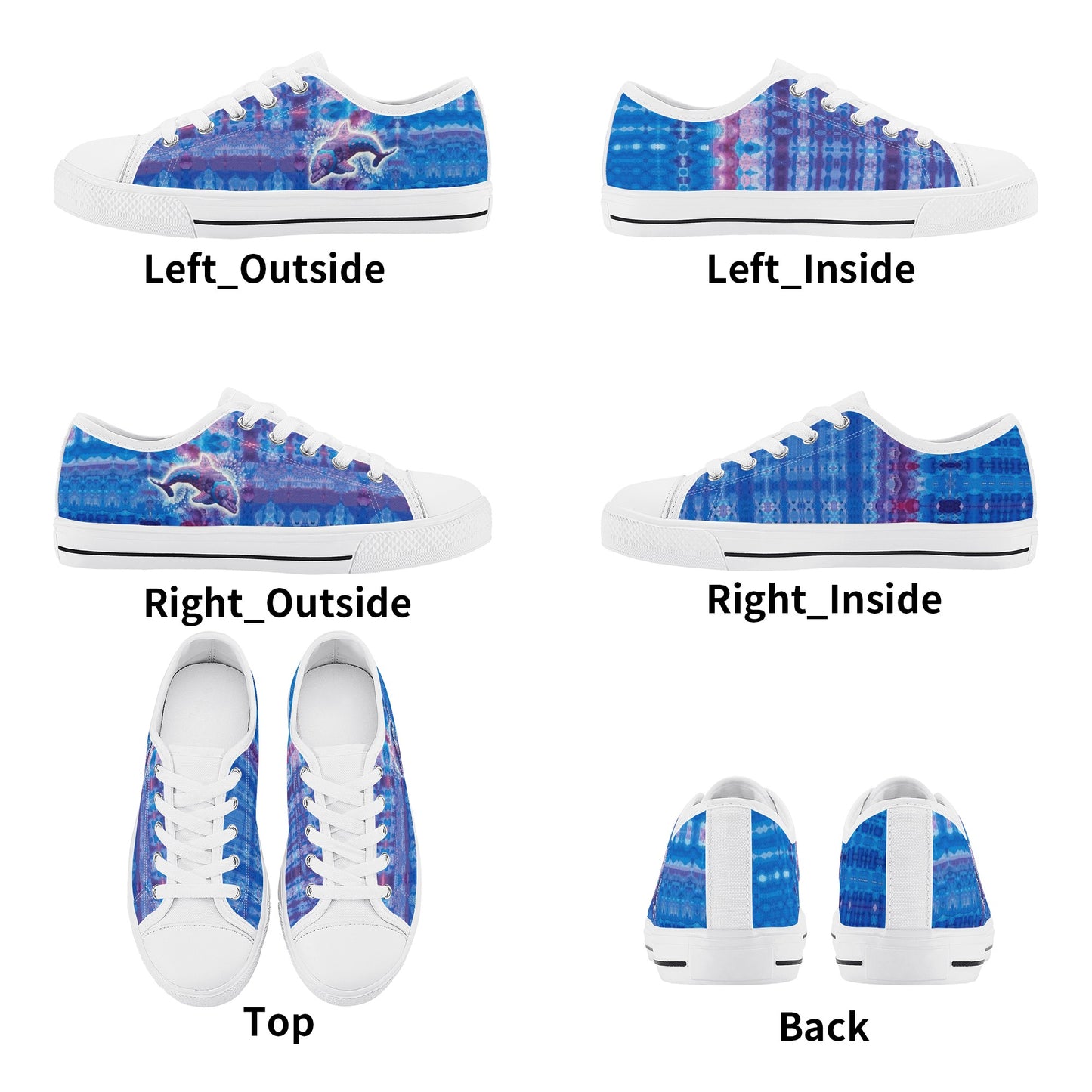 Jeweled Dolphin Kids Low Top Canvas Shoes