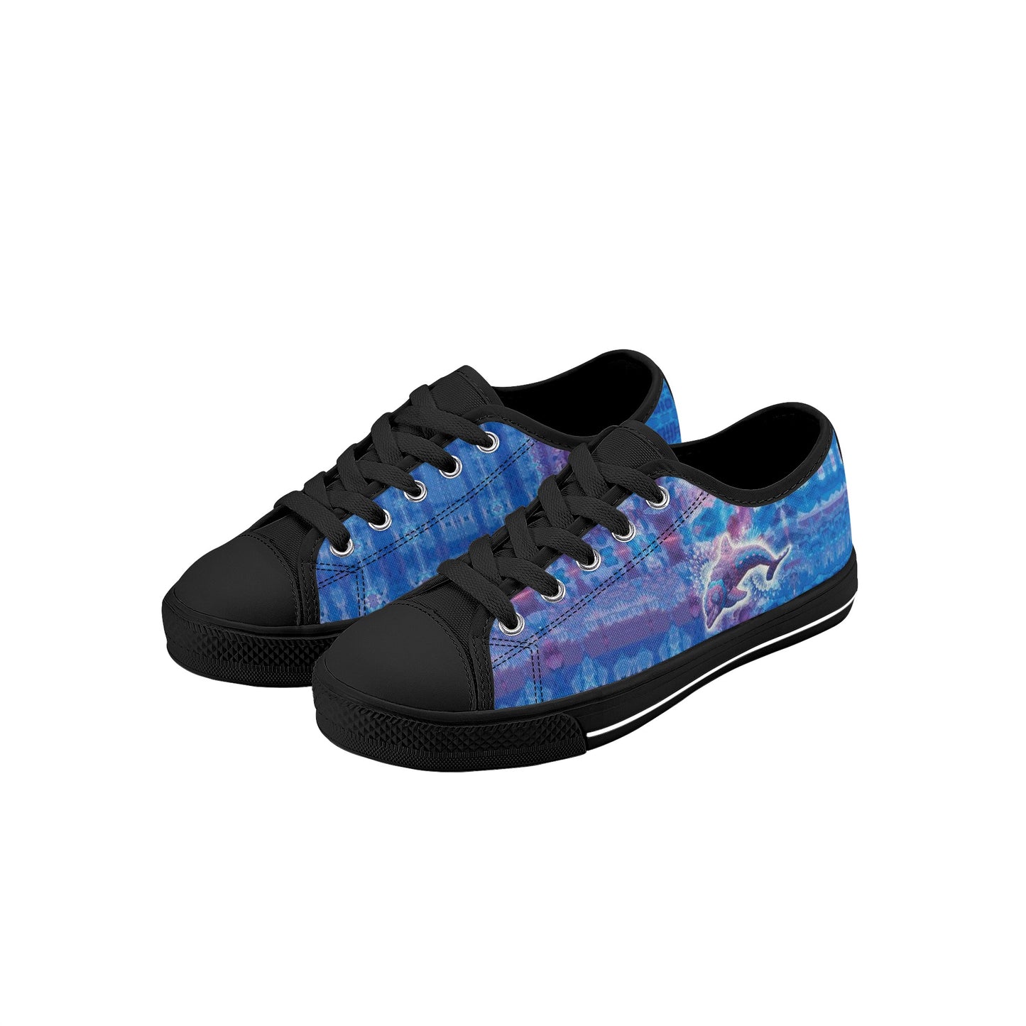 Jeweled Dolphin Kids Low Top Canvas Shoes