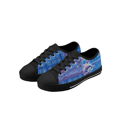 Jeweled Dolphin Kids Low Top Canvas Shoes