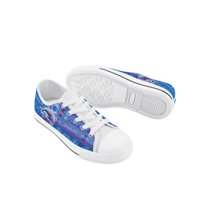 Jeweled Dolphin Kids Low Top Canvas Shoes