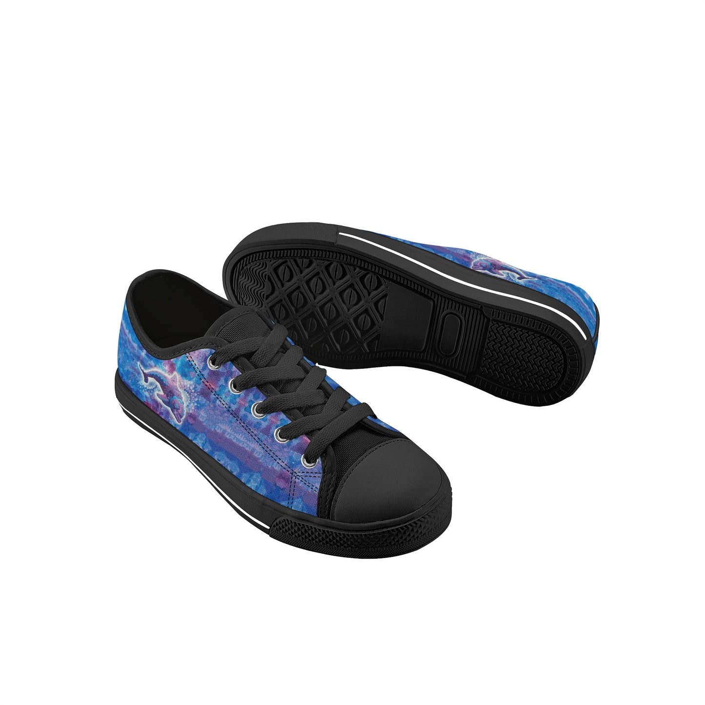 Jeweled Dolphin Kids Low Top Canvas Shoes