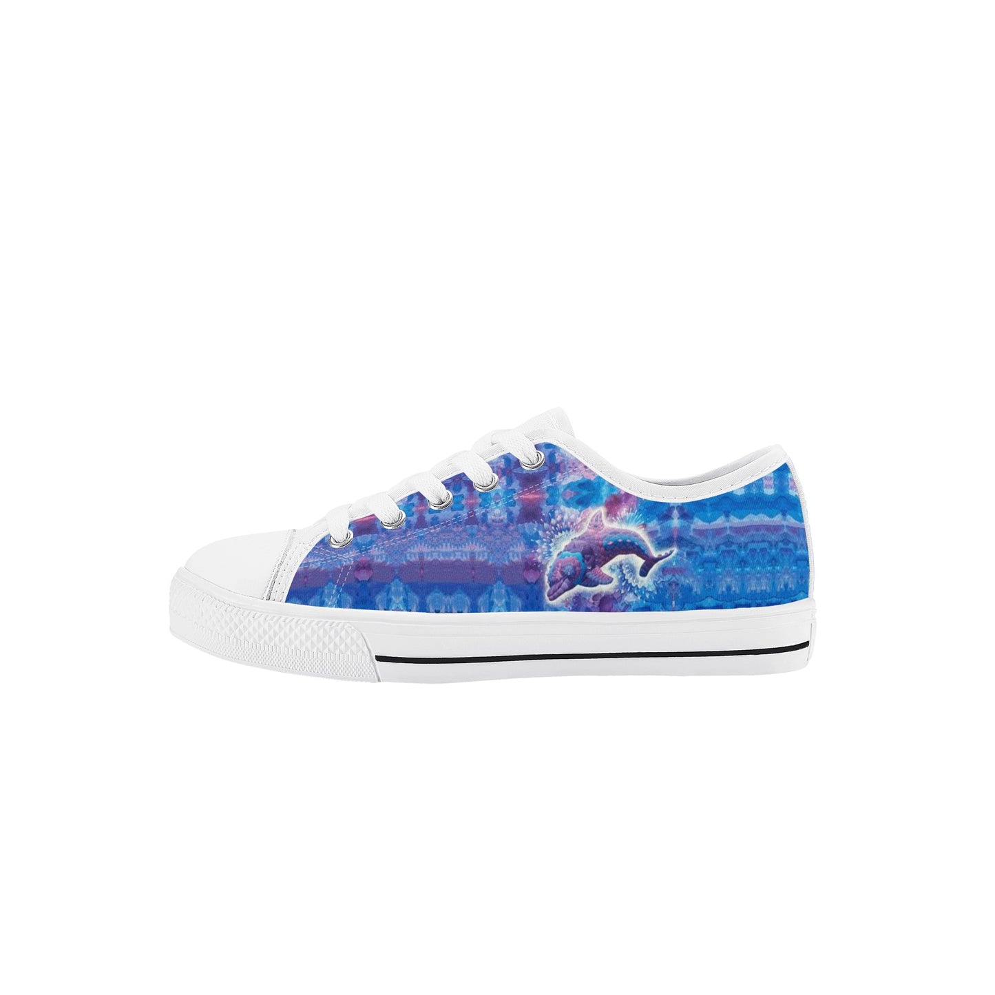 Jeweled Dolphin Kids Low Top Canvas Shoes