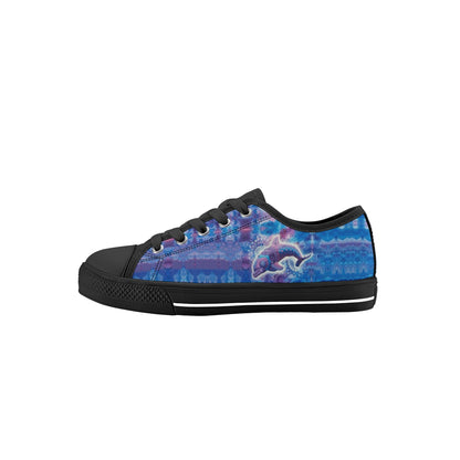 Jeweled Dolphin Kids Low Top Canvas Shoes