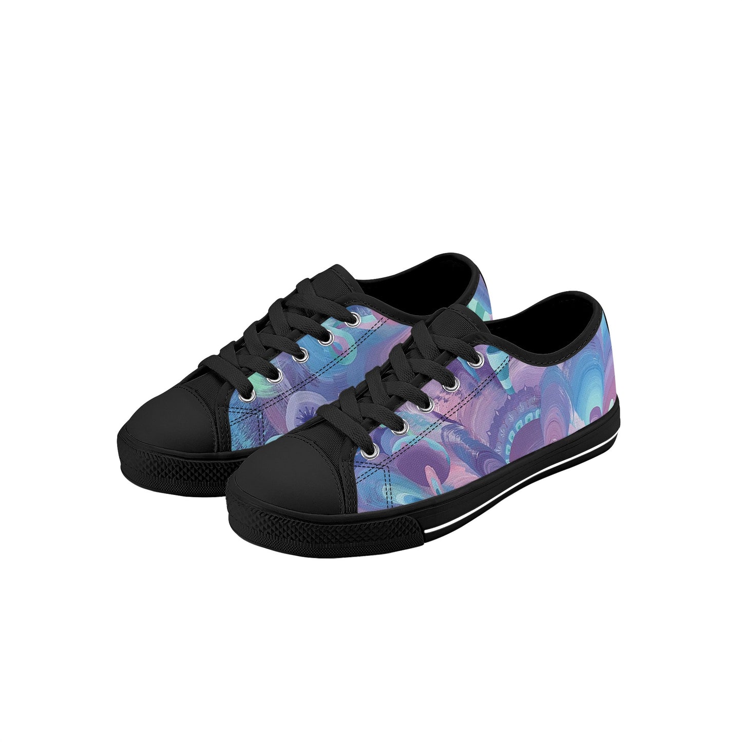 Purple Pupil Eater Kids Low Top Canvas Shoes