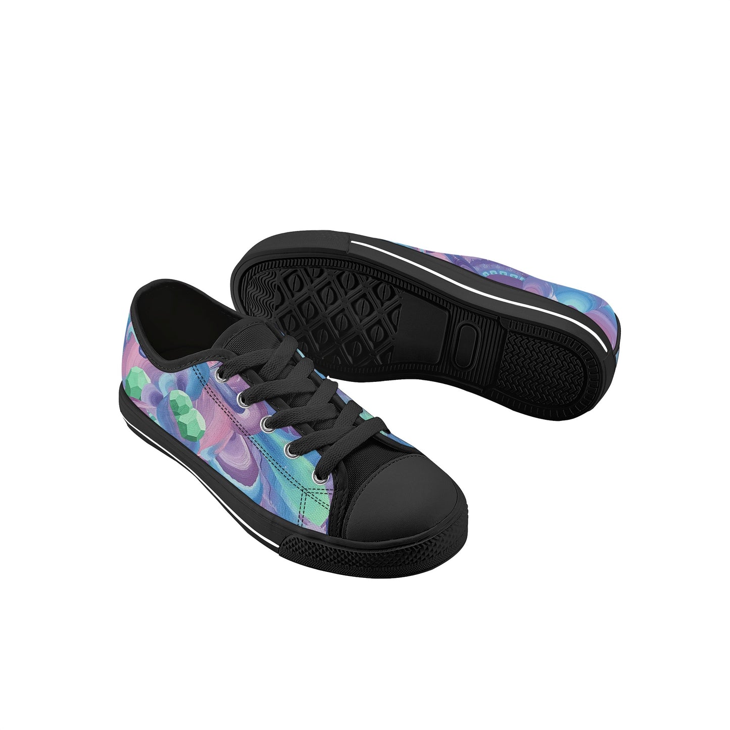 Purple Pupil Eater Kids Low Top Canvas Shoes