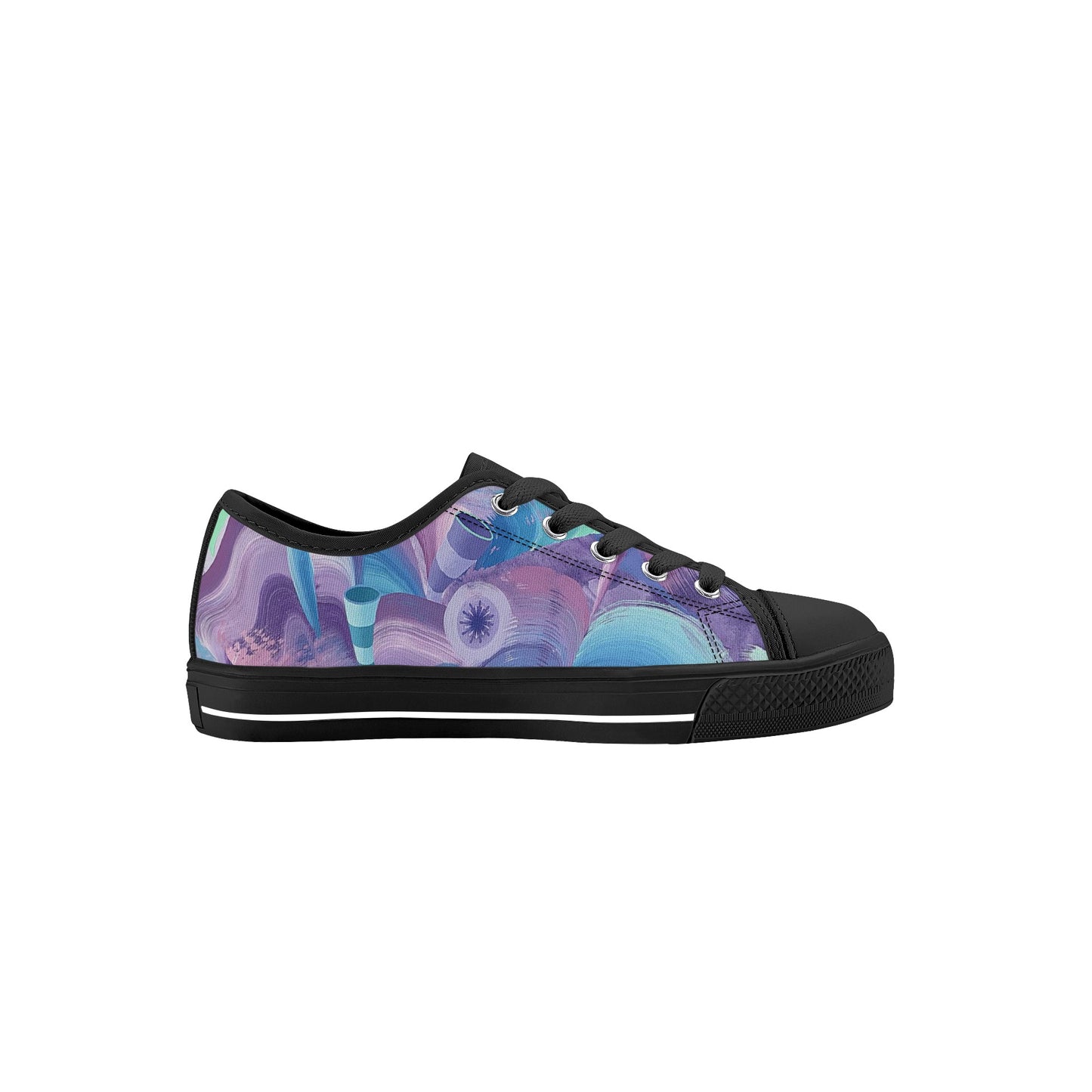 Purple Pupil Eater Kids Low Top Canvas Shoes